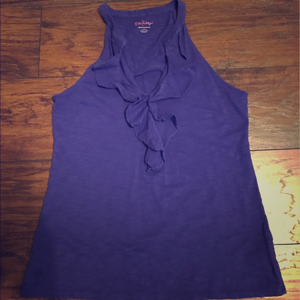 Lilly Pulitzer Purple Ruffle Front Tank Top